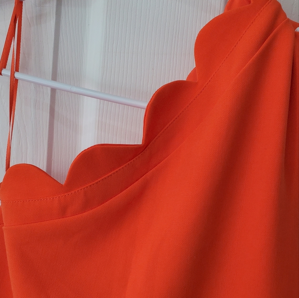VICTORIA BECKHAM for Target Orange One Shoulder Scallop Dress Size XS NWT - Picture 7 of 12